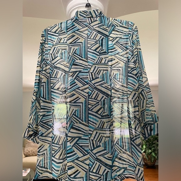 Banana Republic women’s Tie neck button front with details long sleeve blouse M - Picture 2 of 5